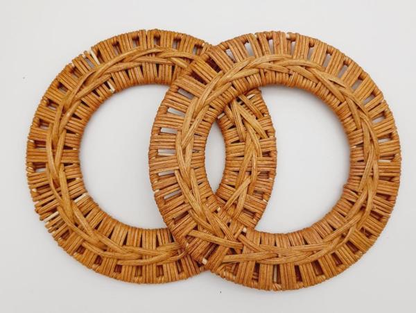 Angel Çanta Aksesuar Yuvarlak Örgülü Koyu Ton Gerçek Bambu Çanta Sapı - Image 1