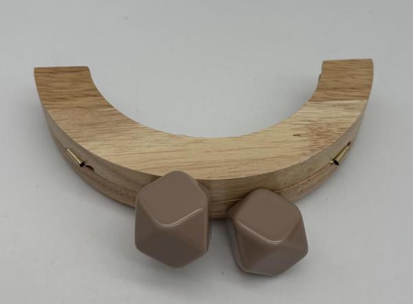 Angel Çanta Aksesuar 14 Cm  Oval Ahşap Burs Vizon Renk Toplu - Image 1