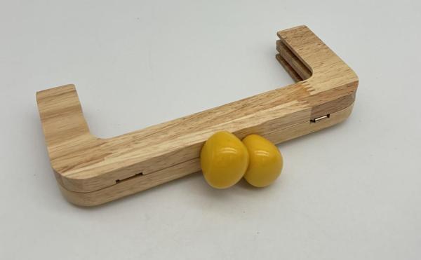 Angel Çanta Aksesuar 20 Cm  Oval Sarı Toplu Ahşap Burs - Image 1