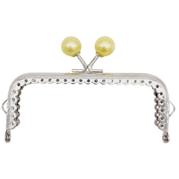 Angel Çanta Aksesuar 10.5 cm Gümüş Metal Sarı Toplu Dikdörtgen Cüzdan Klipsi Çanta Bursu Model 2 - Image 1