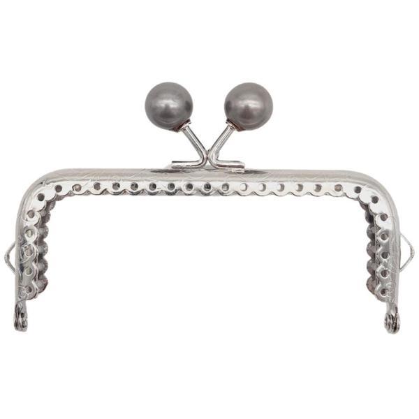 Angel Çanta Aksesuar 10.5 cm Gümüş Metal Gri Toplu Dikdörtgen Cüzdan Klipsi Çanta Bursu Model 2 - Image 1