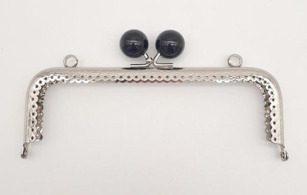 Angel Çanta Aksesuar 16.5 cm Siyah Toplu Çanta Klipsi Çanta Bursu Gümüş Metal - Image 1