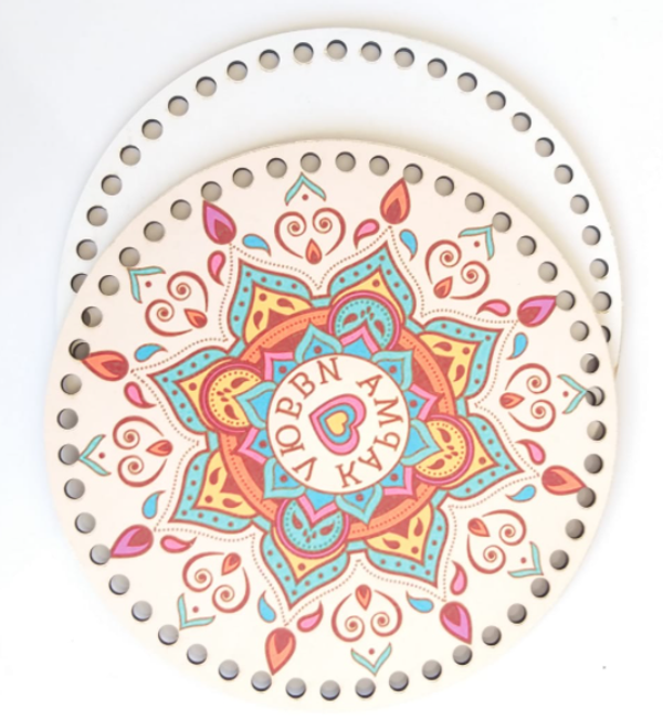 Angel Çanta Aksesuar Ahşap 20 Cm Çapında Resimli Plaka Arkalıklı K Serisi No4 - Image 1