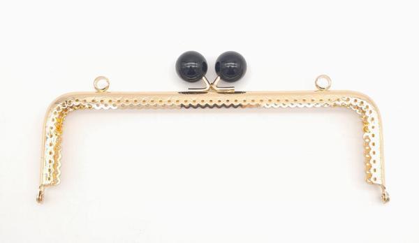 Angel Çanta Aksesuar 20.5 cm Siyah Toplu Çanta Klipsi Çanta Bursu Light Gold Metal - Image 1