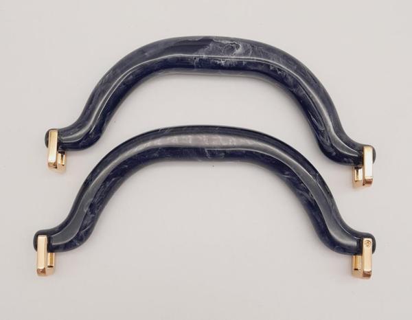 Angel Çanta Aksesuar Akrilik Siyah Renk Mermer Desen Light Gold Halkalı Çanta Tutma Sapı - Image 1