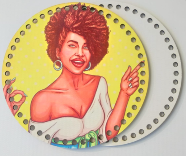 Angel Çanta Aksesuar Ahşap 20 Cm Çapında Resimli Plaka Arkalıklı X Serisi No6 - Image 1
