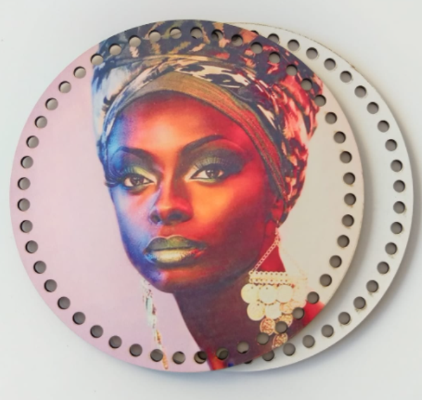 Angel Çanta Aksesuar Ahşap 20 Cm Çapında Resimli Plaka Arkalıklı X Serisi No14 - Image 1