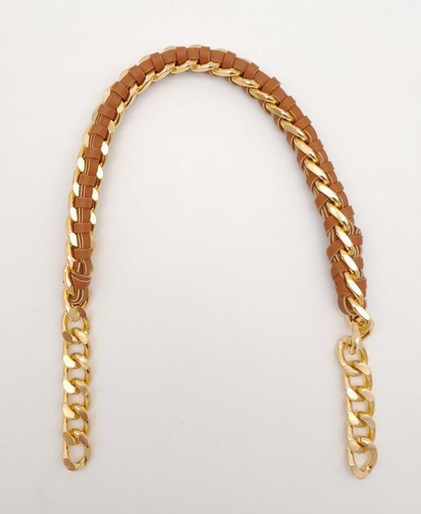 Angel Çanta Aksesuar 40 cm Derili Zincir Taba Renk Light Gold Metalli - Image 1
