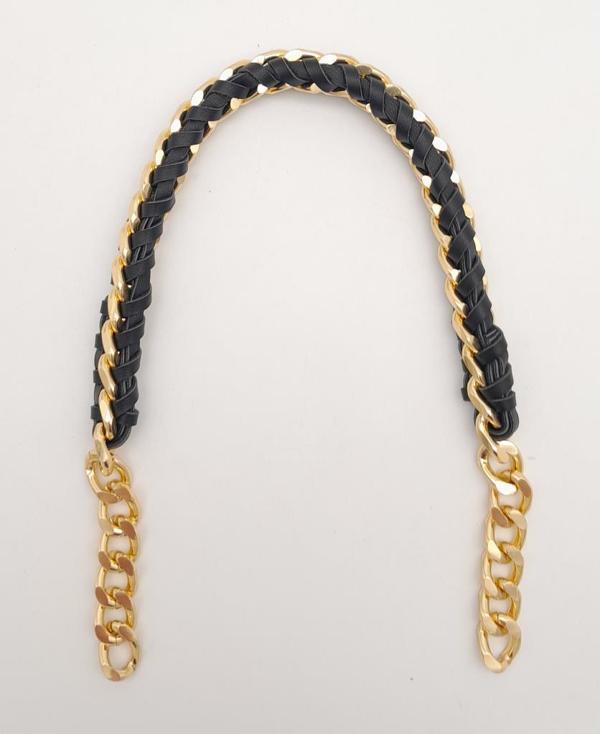 Angel Çanta Aksesuar 40 cm Derili Zincir Siyah Renk Light Gold Metalli - Image 1