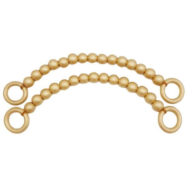 Angel Çanta Aksesuar 20 mm Ahşap Boncuklu 37 cm Gold Renk Çanta Sapı - Image 1