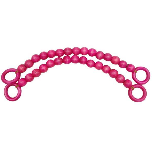 Angel Çanta Aksesuar 20 mm Ahşap Boncuklu 37 cm Fuşya Renk Çanta Sapı - Image 1