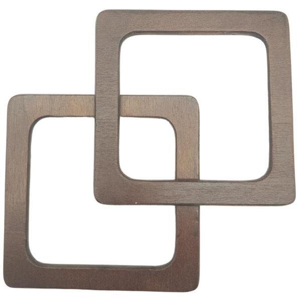Angel Çanta Aksesuar Kare Model 13 cm Kahverengi Ahşap Çanta Sapı - Image 1