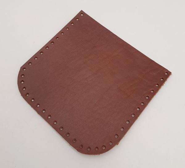 Angel Çanta Aksesuar Kızıl Kahve Gerçek Deri 12x12 cm Oval Kenar Cep - Image 1