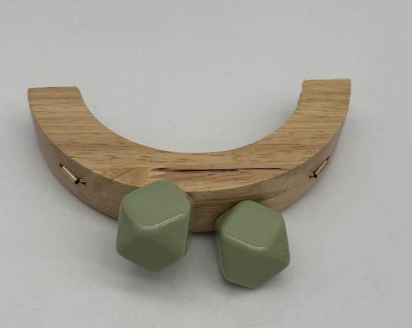 Angel Çanta Aksesuar 14 Cm  Oval Ahşap Burs Yeşil  Renk Toplu - Image 1