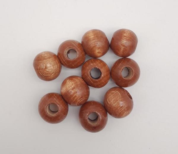 Angel Çanta Aksesuar 20 mm Ahşap Yuvarlak Boncuk Taba Renk 10 Adet - Image 1