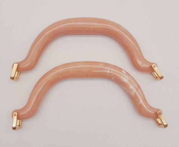 Angel Çanta Aksesuar Akrilik Pudra Renk Mermer Desen Light Gold Halkalı Çanta Tutma Sapı - Image 1