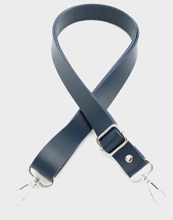 Angel Çanta Aksesuar Suni Deri Ayarlı Çanta Sapı 120X2.4 Cm Lacivert Gümüş Metal - Image 1