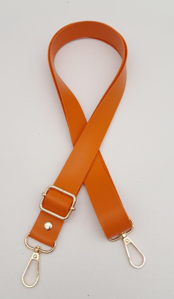 Angel Çanta Aksesuar Suni Deri Ayarlı Çanta Sapı 120X2.4 Cm Turuncu Light Gold Metal - Image 1