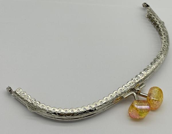 Angel Çanta Aksesuar 15.5 cm Gümüş Oval Cüzdan Çanta Klipsi Bursu Hardal - Image 1