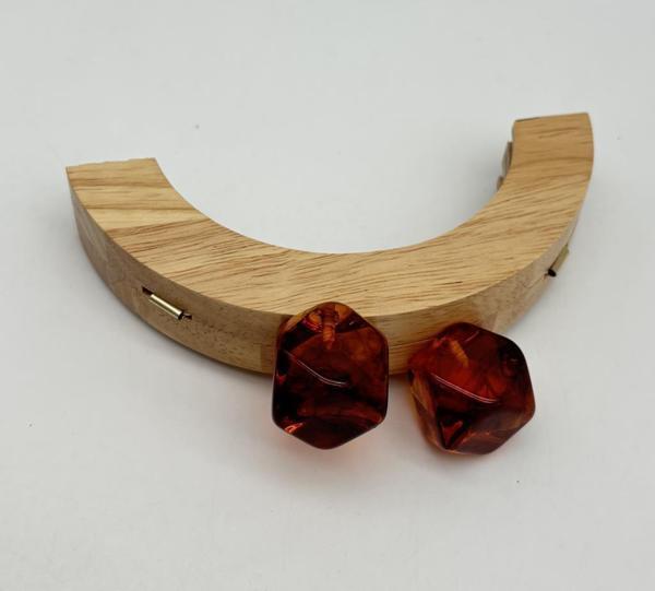 Angel Çanta Aksesuar 14 Cm  Oval Ahşap Burs Kehribar Renk Toplu - Image 1