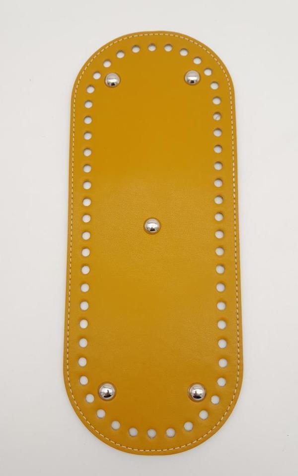 Angel Çanta Aksesuar Suni Deri Hardal Renk 30X12 cm Oval Çanta Tabanı (Gümüş Aparatlı) - Image 1