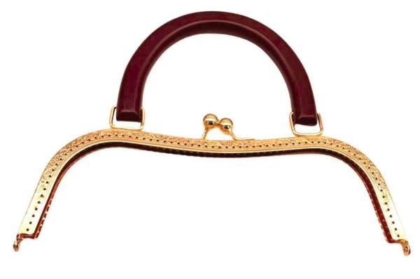 Angel Çanta Aksesuar 27 Cm Light Gold Renk Bordo Ahşap Tutmalı  Model  Çanta Klipsi, Çanta  Bursu - Image 1