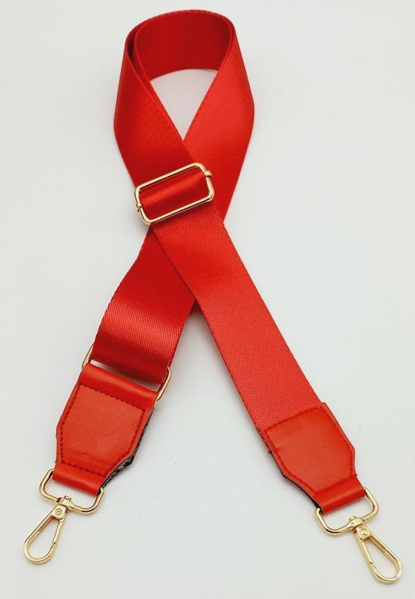 Angel Çanta Aksesuar Suni Derili Polyester Kolon 120X4 Cm Kırmızı Light Gold Metalli - Image 1