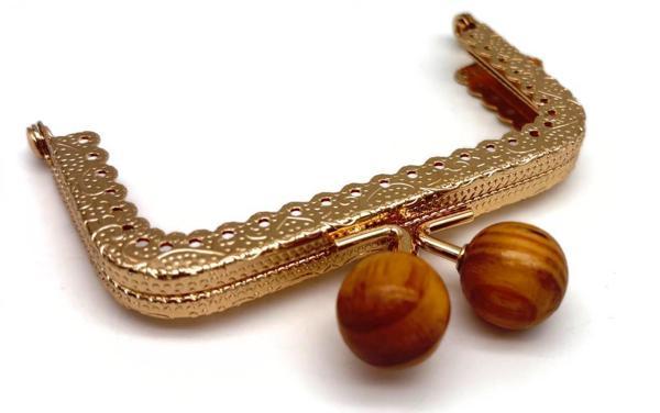 Angel Çanta Aksesuar 8.5  Cm Light Gold Renk Ahşap Toplu Cüzdan Klipsi, Cüzdan Bursu - Image 1