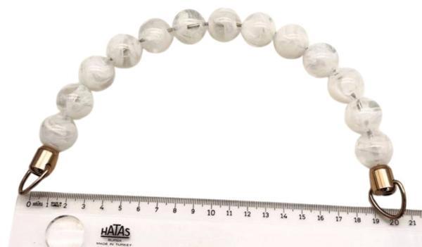 Angel Çanta Aksesuar 20 Cm 22 Mm Boncuklu   Çanta Sapı Gümüş  Metalli Beyaz Tonlu  - Image 1