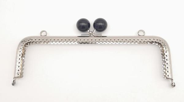 Angel Çanta Aksesuar 20.5 cm Siyah Toplu Çanta Klipsi Çanta Bursu Gümüş Metal - Image 1