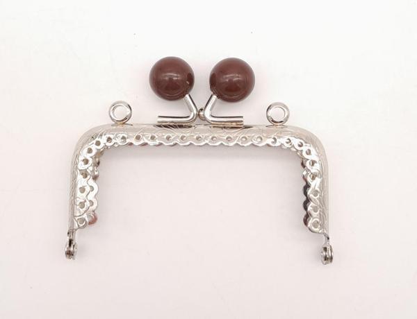 Angel Çanta Aksesuar 8.5 cm Kahverengi Toplu Çanta Klipsi Çanta Bursu Gümüş Metal - Image 1