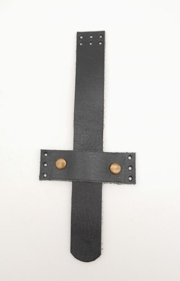 Angel Çanta Aksesuar Siyah Gerçek Deri Kaydırmalı Çanta Kapağı Antik Metalli - Image 1