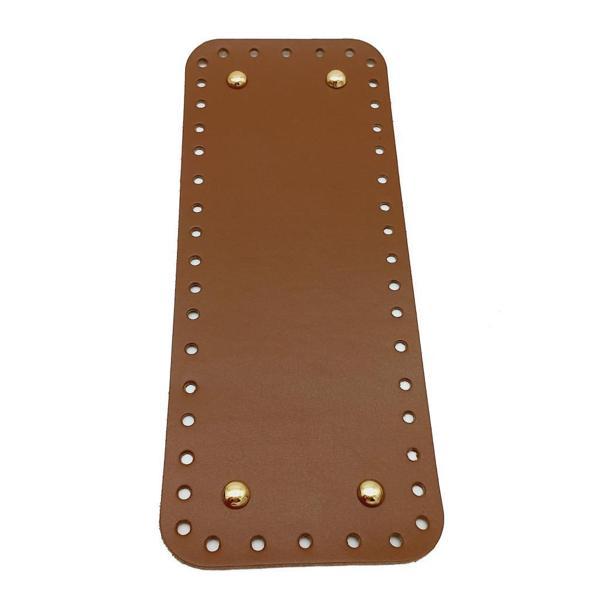 Angel Çanta Aksesuar Gerçek Deri Sütlü Kahve 30X12 cm Dikdörtgen Light Gold Metalli Çanta Tabanı - Image 1
