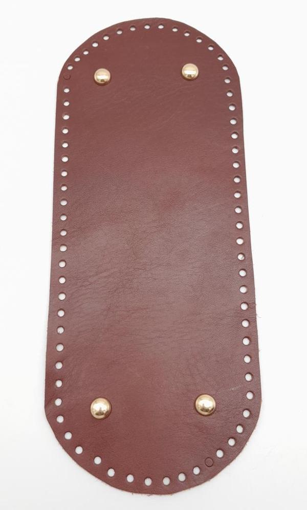 Angel Çanta Aksesuar Gerçek Deri Kızıl Kahve 30X12 cm Oval Light Gold Metalli Çanta Tabanı - Image 1