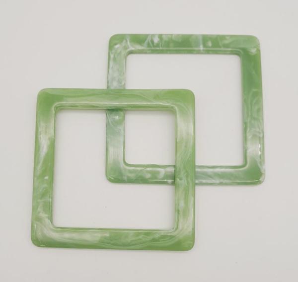 Angel Çanta Aksesuar Kare Akrilik Açık Yeşil Renk Mermer Desen Çanta Sapı - Image 1