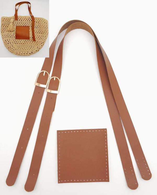 Angel Çanta Aksesuar Suni Deri Cepli Ayarlanabilir Çift Saplı Çanta Seti Taba Light Gold Metalli - Image 1