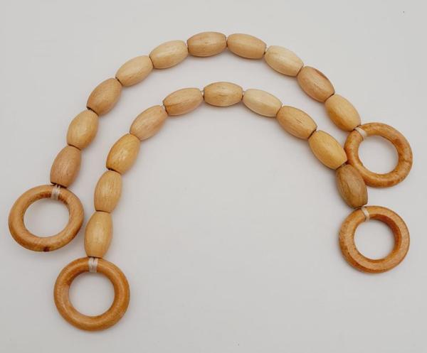 Angel Çanta Aksesuar 17 mm Oval Ahşap Boncuklu 40 cm Çanta Sapı - Image 1