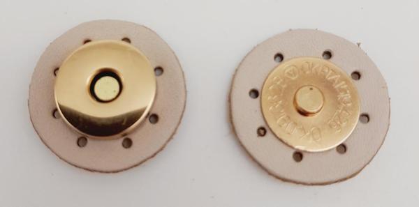 Angel Çanta Aksesuar Gerçek Derili Mıknatıslı Çıtçıt Krem Light Gold Metalli - Image 1