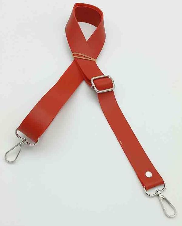 Angel Çanta Aksesuar Suni Deri Ayarlı Çanta Sapı 120X2.4 Cm Kırmızı Gümüş Metal - Image 1