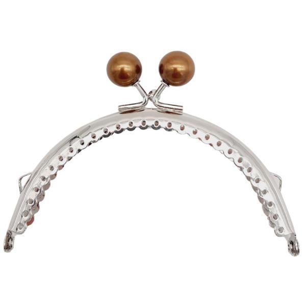 Angel Çanta Aksesuar 10.5 cm Gümüş Metal Kahverengi Toplu Oval Cüzdan Klipsi Çanta Bursu Model 2 - Image 1