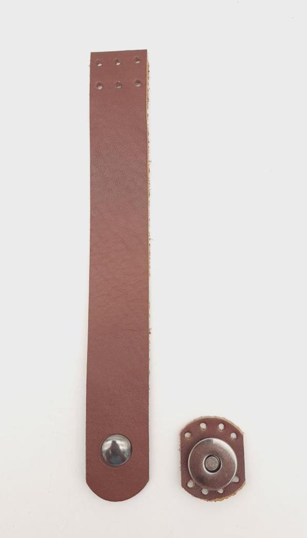 Angel Çanta Aksesuar 18x2.3 cm Kızıl Kahve Gerçek Deri Düz Çanta Kapağı Füme Metalli - Image 1