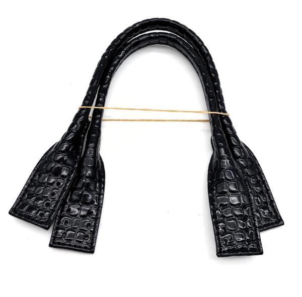 Angel Çanta Aksesuar Pelikan Model Kısa Çanta Sapı Croco Desen Rugan Siyah Renk - Image 1