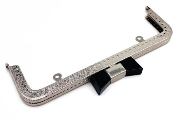 Angel Çanta Aksesuar 20 Cm Gümüş Siyah Kurdele Model  Çanta Klipsi, Çanta Bursu - Image 1