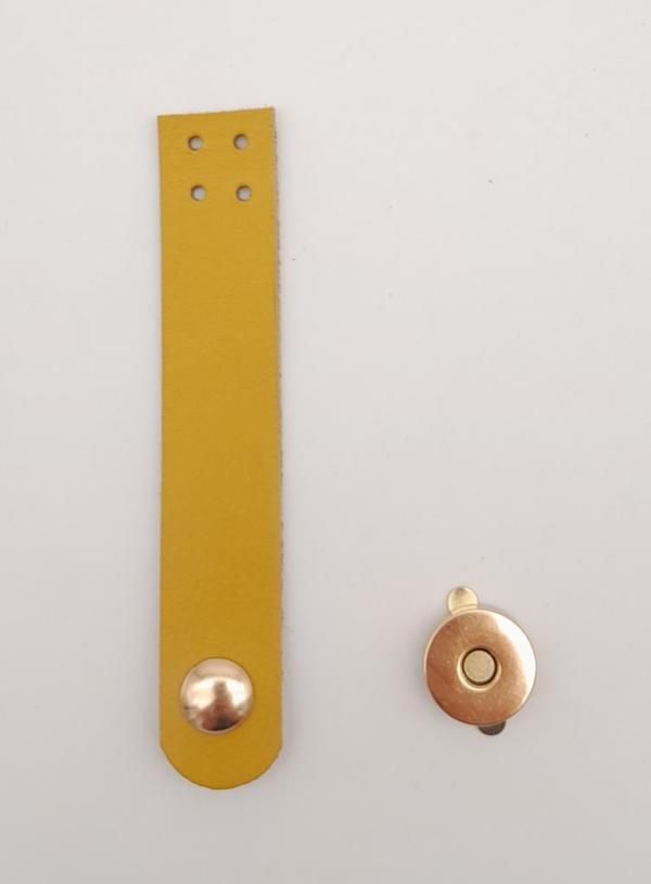 Angel Çanta Aksesuar 11x2 cm Limon Küfü Renk Gerçek Deri Düz Çanta Kapağı Light Gold Metalli - Image 1