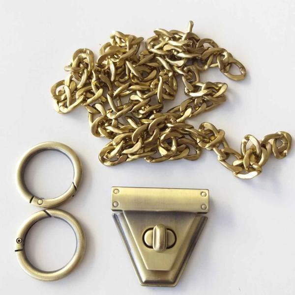 Angel Çanta Aksesuar Açık Antik Renk Üçgen Kilit Zincir Set - Image 1