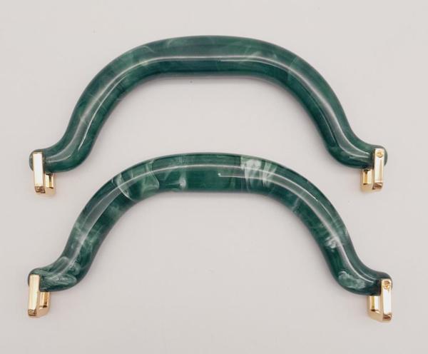 Angel Çanta Aksesuar Akrilik Koyu Yeşil Renk Mermer Desen Light Gold Halkalı Çanta Tutma Sapı - Image 1