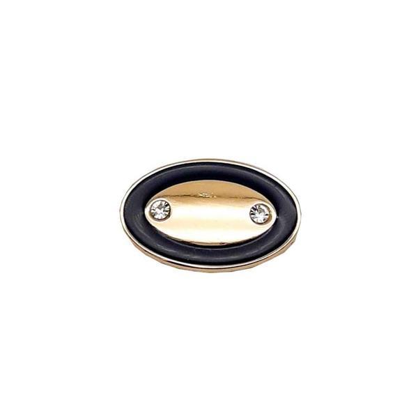 Angel Çanta Aksesuar Light Gold Siyah Çerçeveli Oval Plaka Süs - Image 1