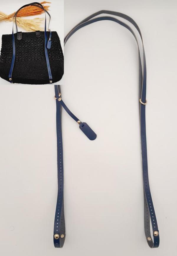 Angel Çanta Aksesuar Gerçek Deri Çantayı Saran Lacivert Renk İnce Sap Light Gold Metalli - Image 1