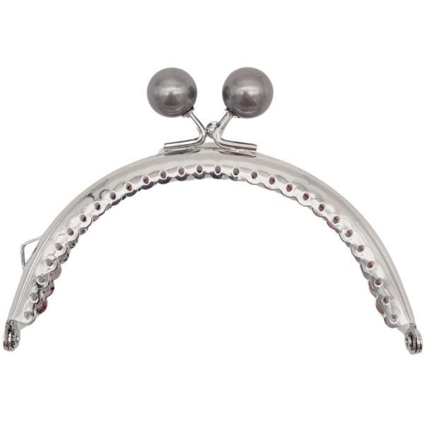 Angel Çanta Aksesuar 10.5 cm Gümüş Metal Gri Toplu Oval Cüzdan Klipsi Çanta Bursu Model 2 - Image 1