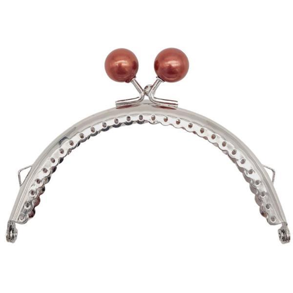 Angel Çanta Aksesuar 10.5 cm Gümüş Metal Koyu Bordo Toplu Oval Cüzdan Klipsi Çanta Bursu Model 2 - Image 1